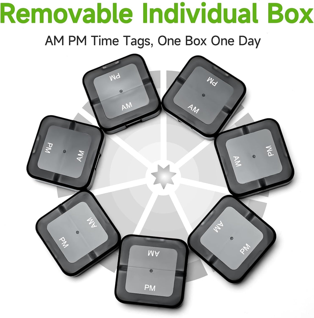 Black Weekly Pill Organizer 7 Day V67158