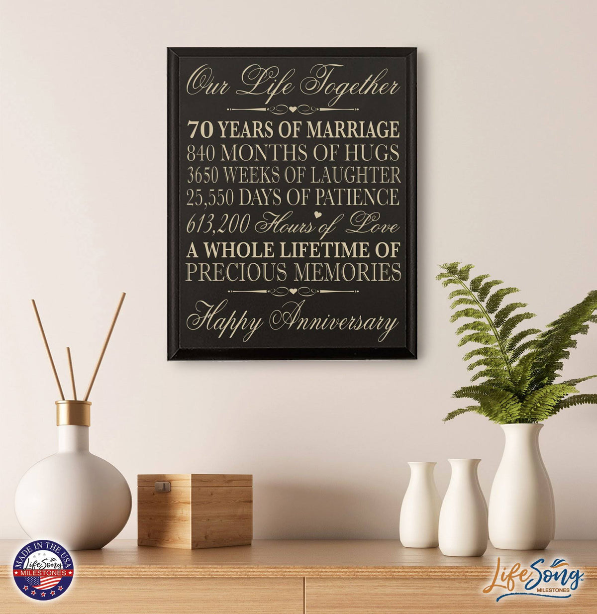 70th Wedding Anniversary Wall Plaque U955