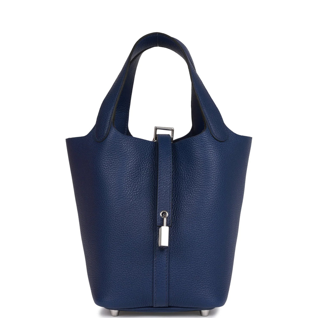 18 Bleu Saphir Palladium Hardware Bucket Bag W424