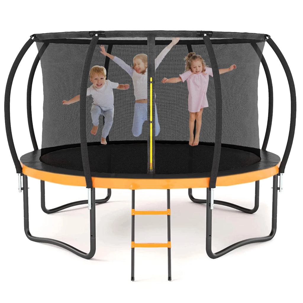 12 FT Outdoor Trampoline with Safety Fence Net, Ladder, PVC Spring Cover Pad R7620