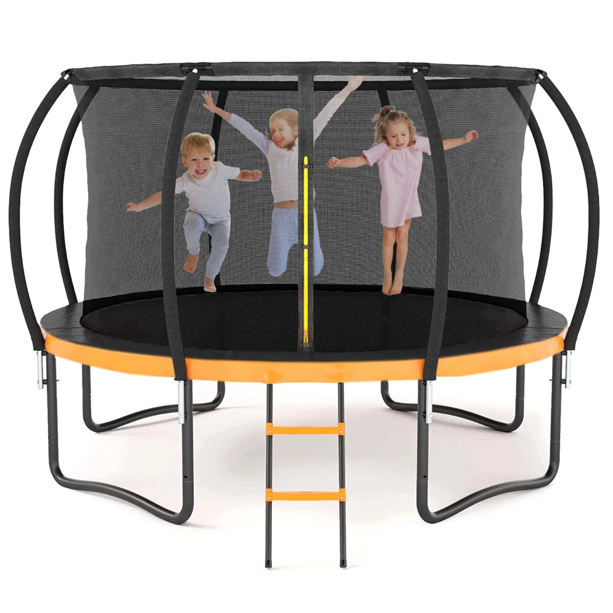 12 FT Outdoor Trampoline with Safety Fence Net, Ladder, PVC Spring Cover Pad R7620
