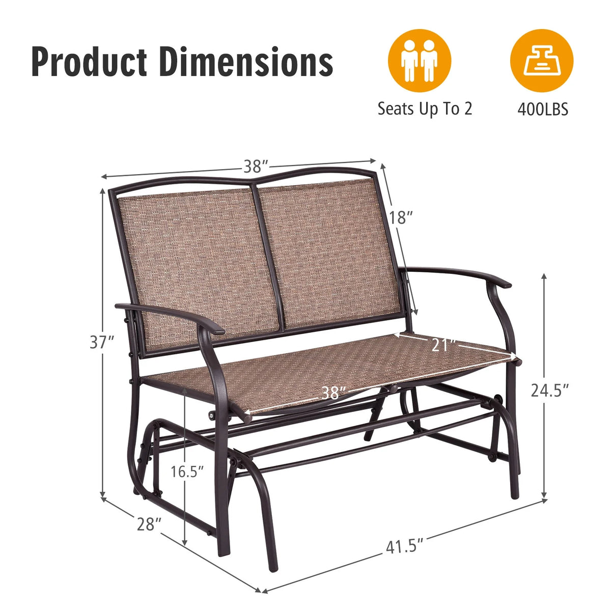 Double 2 Person Outdoor Rocking Bench X6864