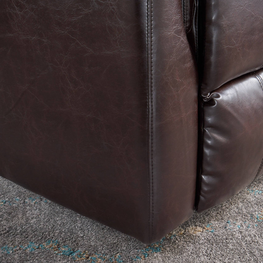 Tufted Brown Leather Swivel Gliding Recliner Chair B33950
