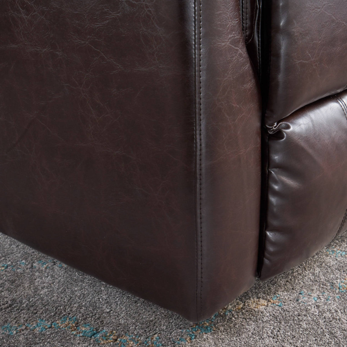 Tufted Brown Leather Swivel Gliding Recliner Chair B33950
