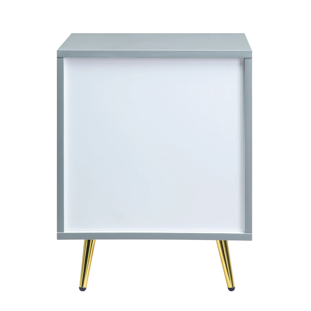 Gray High Gloss 2 Drawer Nightstand L430989