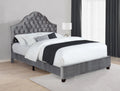 Grey Upholstered Eastern King Bed with Arched Headboard W7587