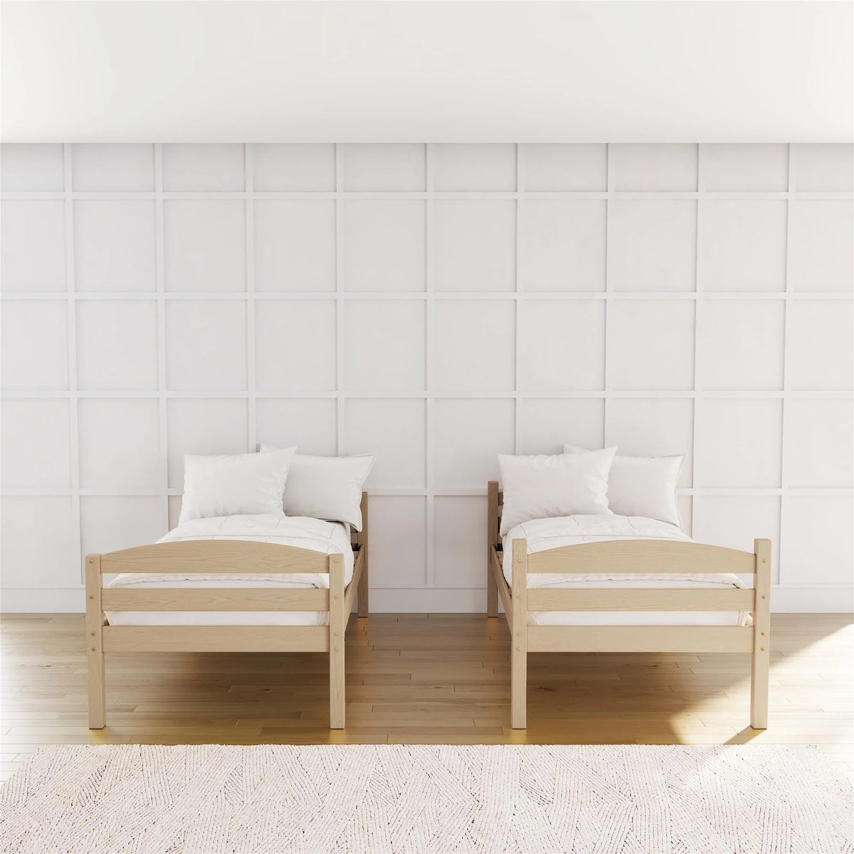 White Solid Wood Twin-over-Twin Convertible Bunk Bed P589