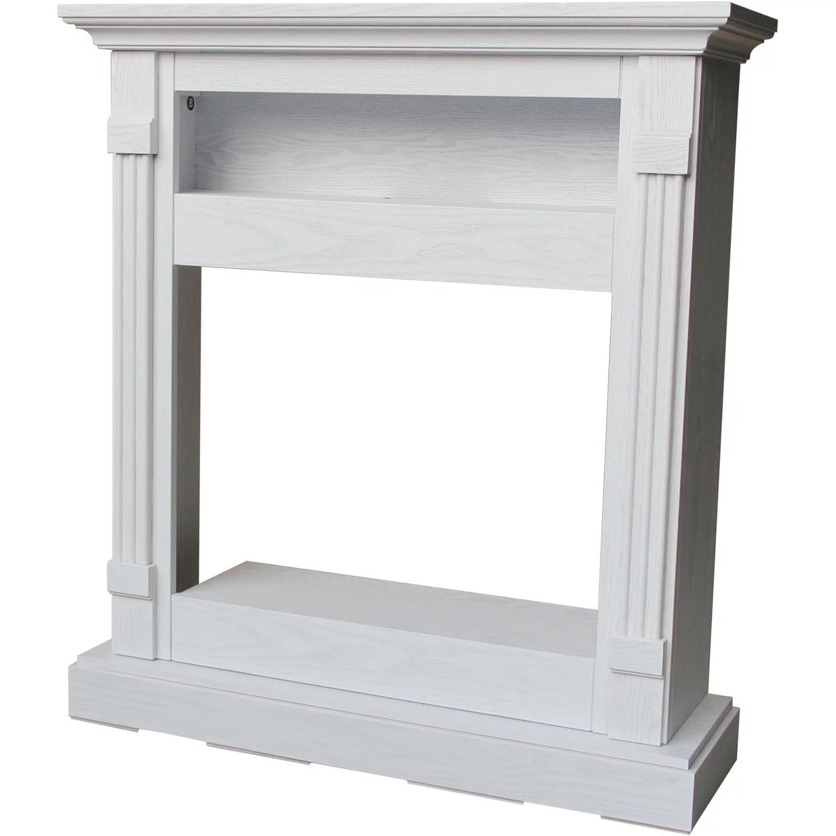 34" Freestanding White Electric Fireplace Heater with Storage Shelf & Remote Control L76137