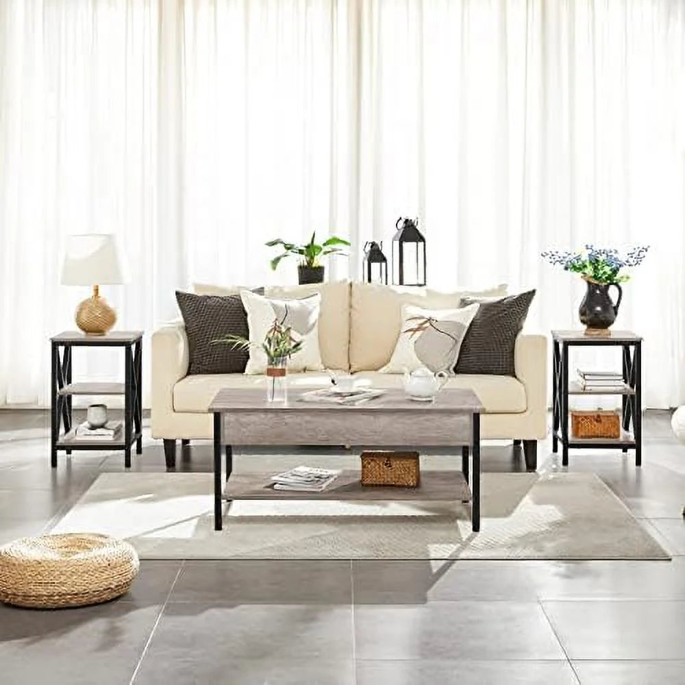 Lift Top Coffee Table Set of 3 with Hidden Compartments P6530