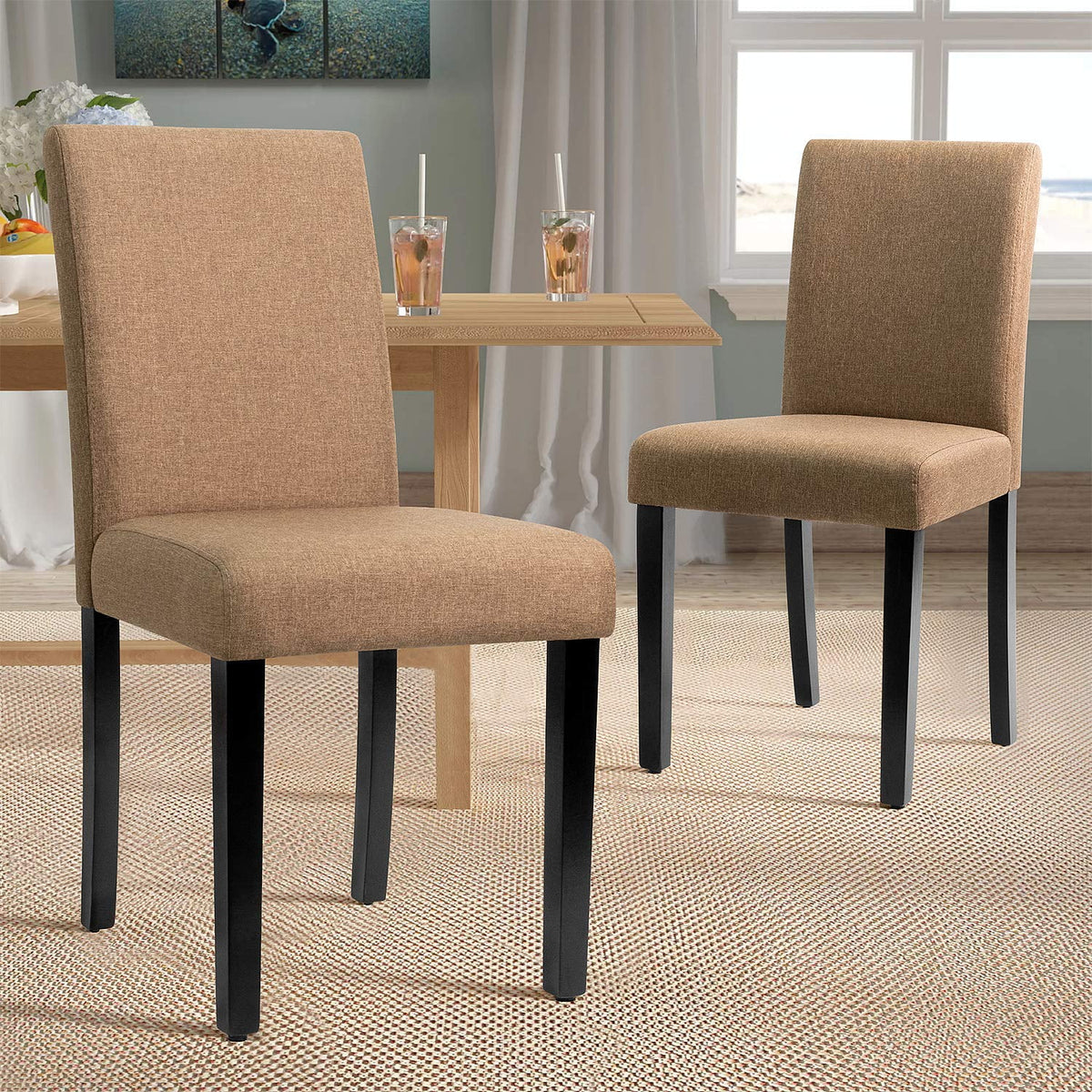 Set of 4 Upholstered Dining Chairs with Wood Legs K7534