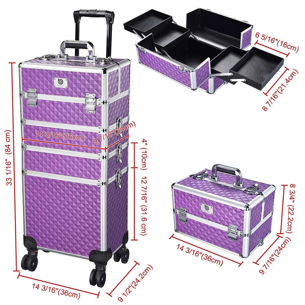 Purple Rolling Makeup Case Organizer P13040
