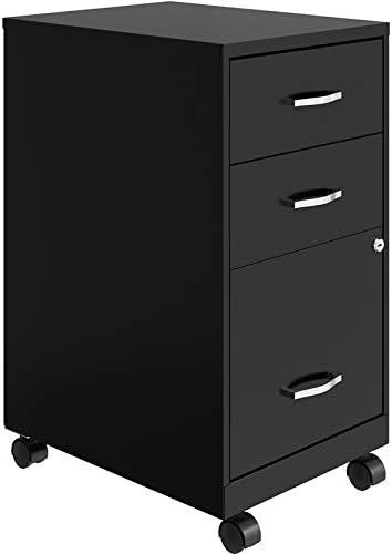 3 Drawer Metal Mobile File Cabinet with Lock, Black G555680