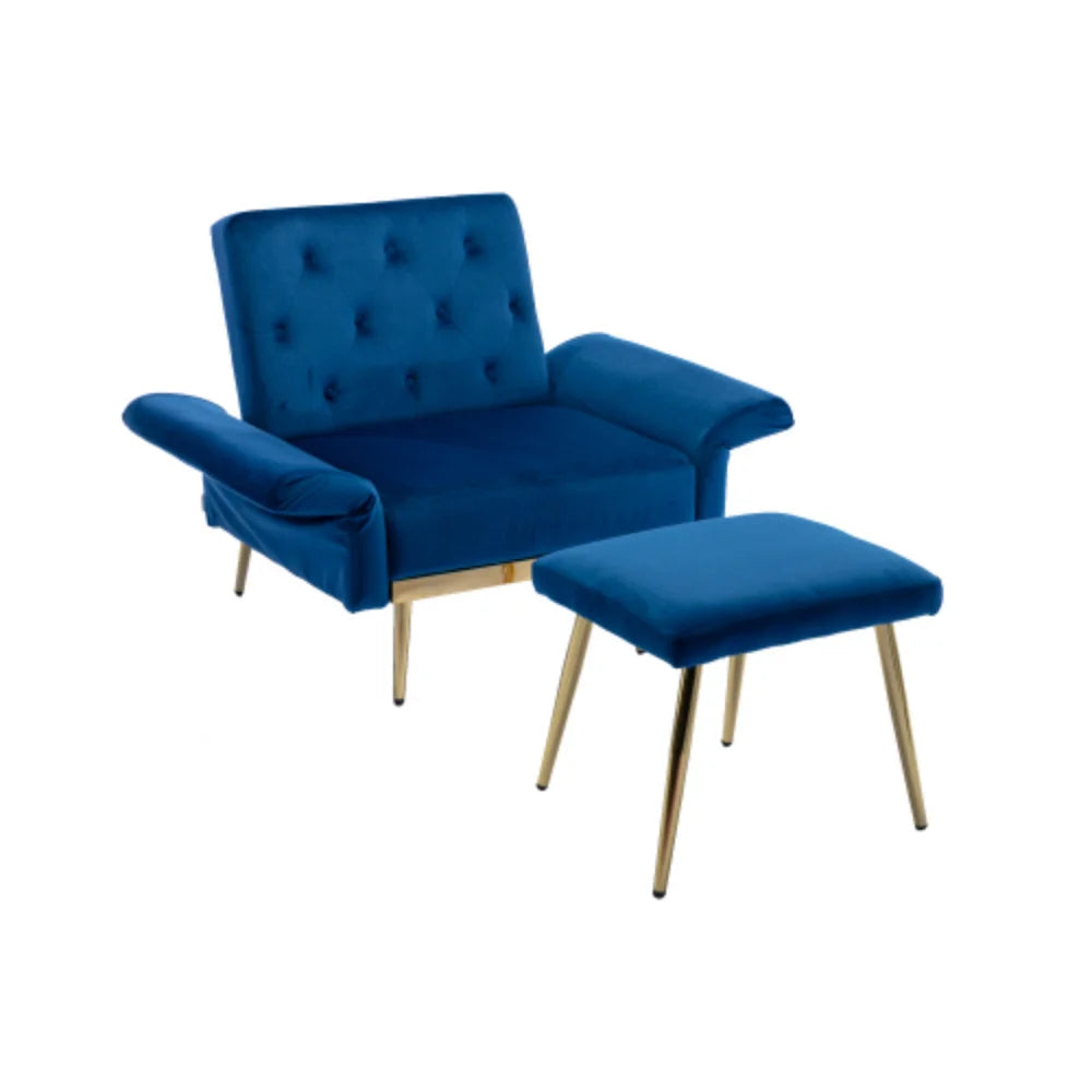 Navy Velvet Accent Chair with Ottoman U442