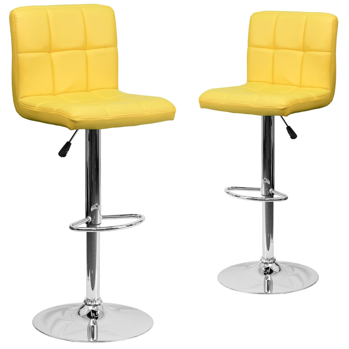 Green Quilted Vinyl Adjustable Height Barstool Set of 2 L94512