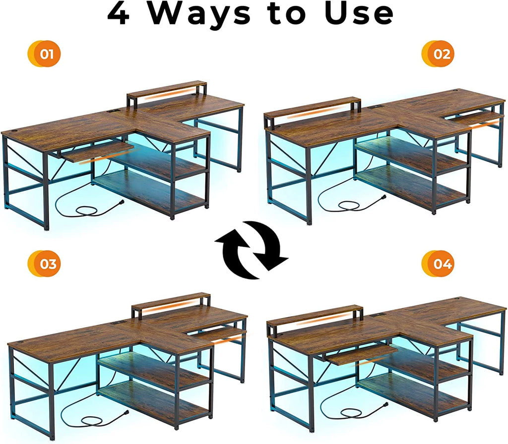 94.5" Home Office Computer Gaming Desk with Storage O994586