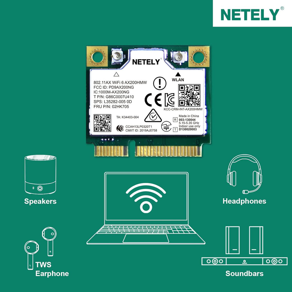 WiFi 6 AX200HMW Mini-PCIE Interface WiFi Adapter 3000Mbps Pack of 2 E502263