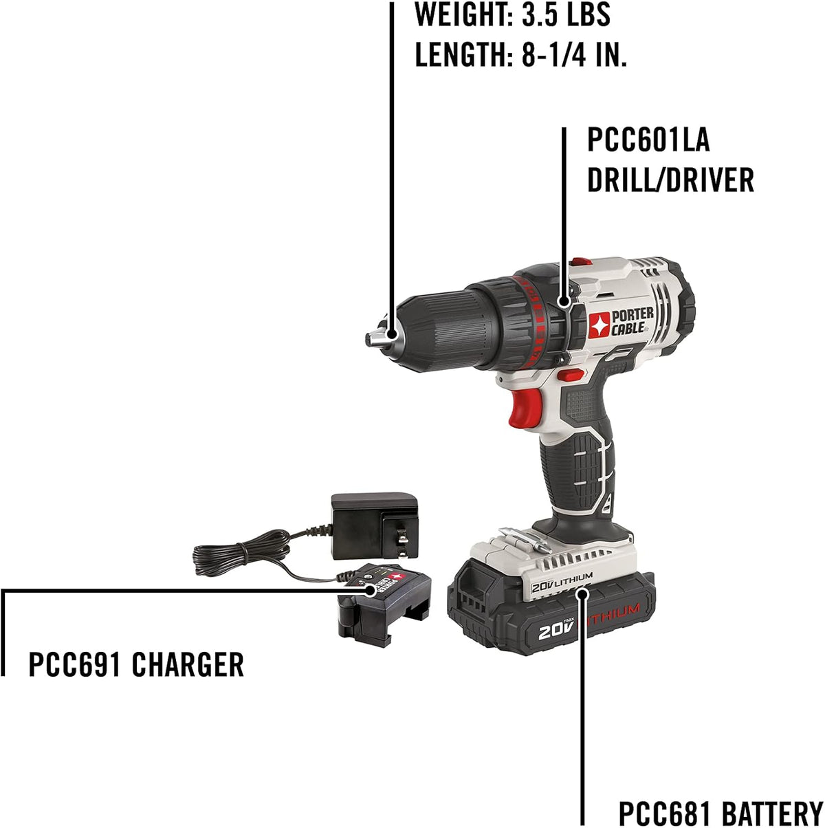 20V MAX Cordless Drill/Driver Kit, 1/2-Inch L6977