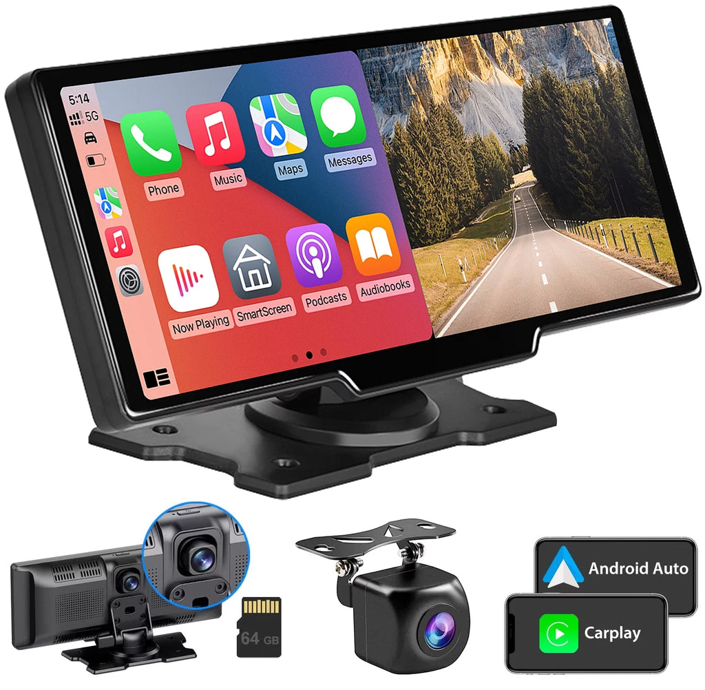 9.3" Portable Car Stereo with 2.5K Dash Cam and 64G SD Card W965385