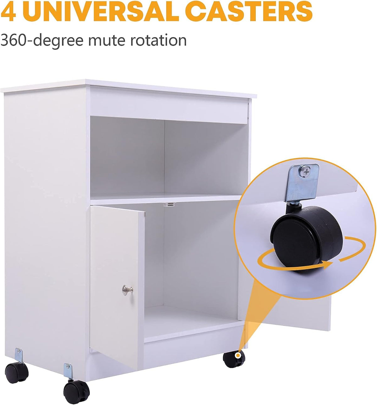 White Wooden Microwave Cart with 1 Drawer Y6650