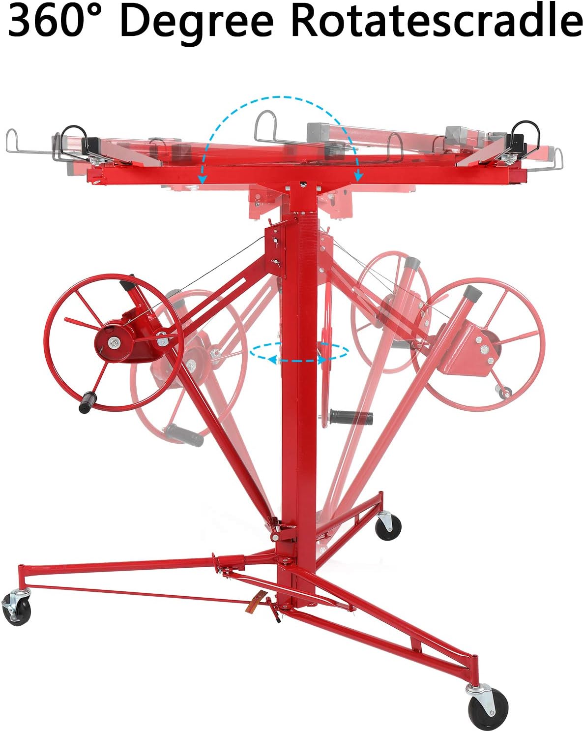 11 FT Drywall Lift Portable Panel Hoist with Adjustable Telescopic Arm Lockable Caster Wheel P1871