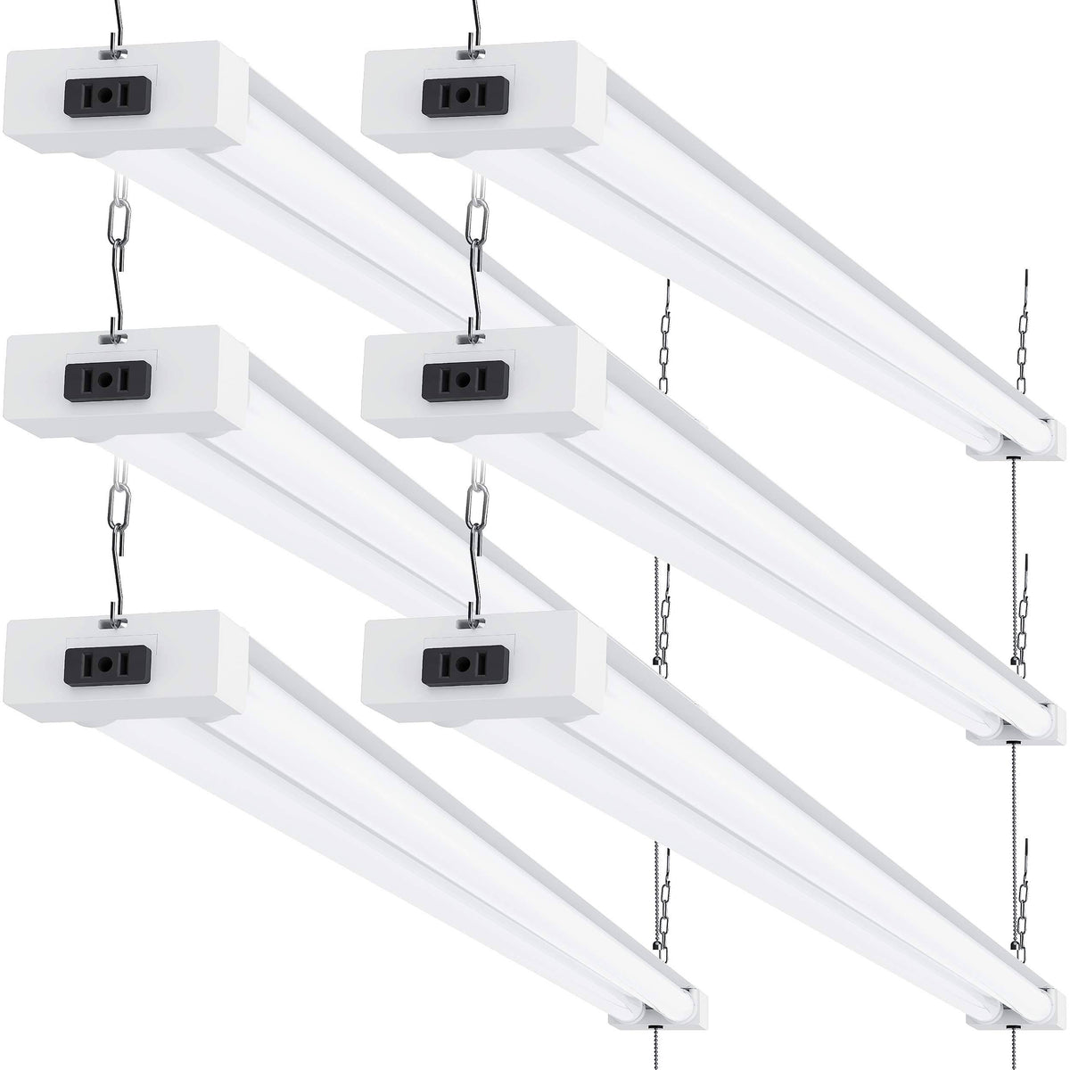 6 Pack LED Utility Shop Light, 4 ft, Linkable Integrated Fixture, 6000K Daylight, 4100 lm J520304