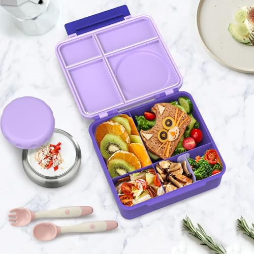 8oz Leak-Proof 4 Compartment Bento Lunch Box Set with Thermo Food Jar and Insulated Bag C6384