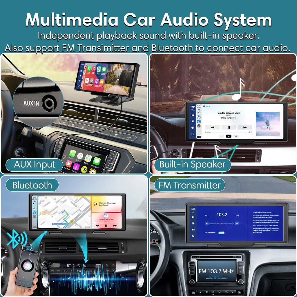 9.3" Portable Car Stereo with 2.5K Dash Cam and 64G SD Card W965385
