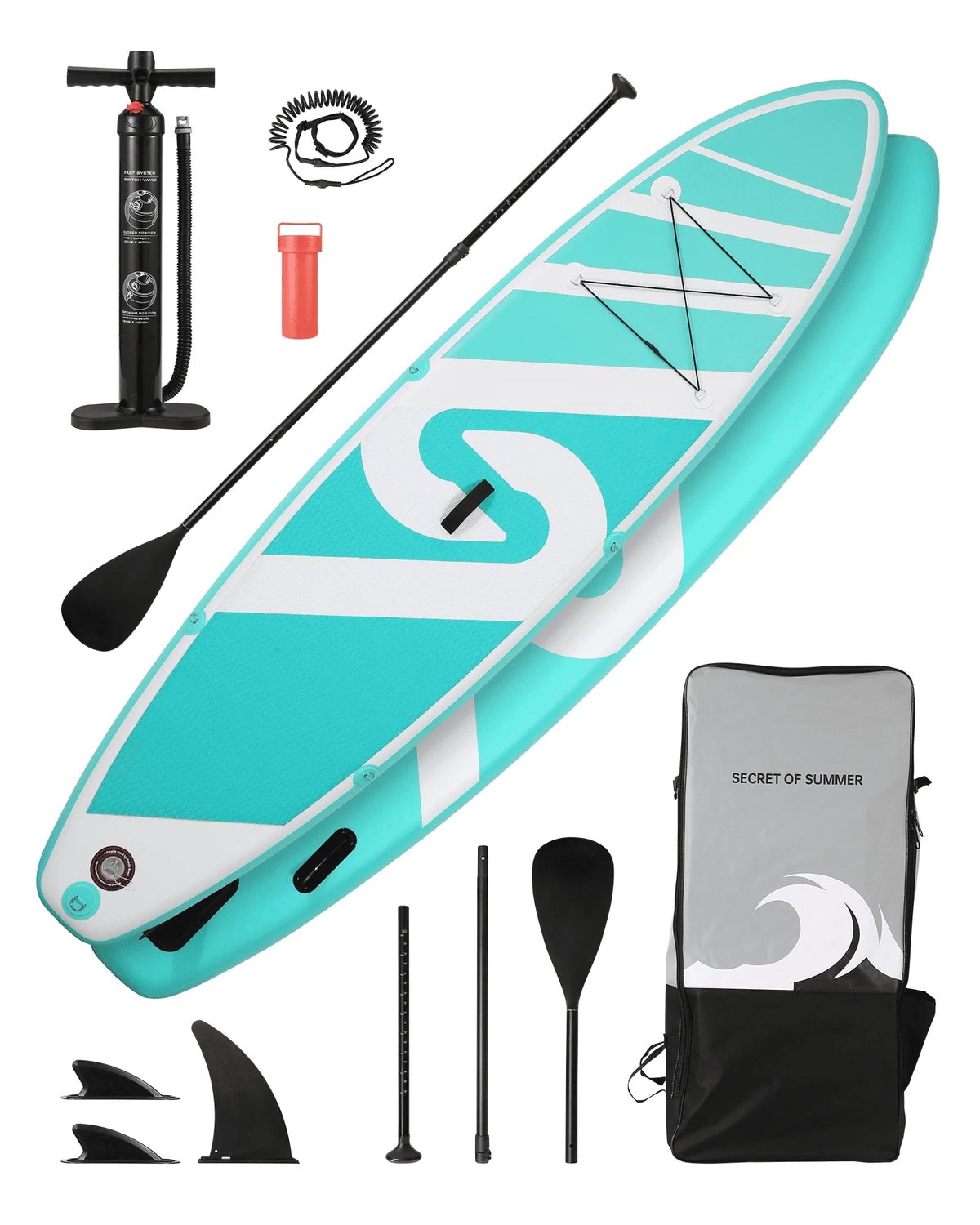 10' Green Inflatable Paddle Board with Carry Bag Y402403
