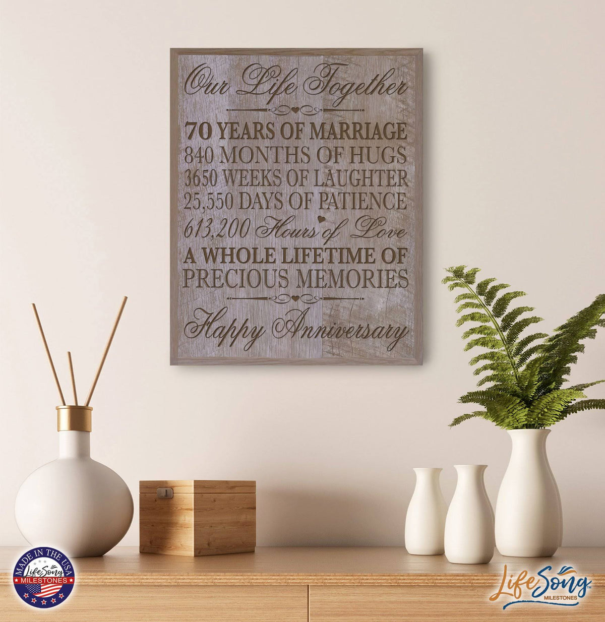 70th Wedding Anniversary Wall Plaque U955