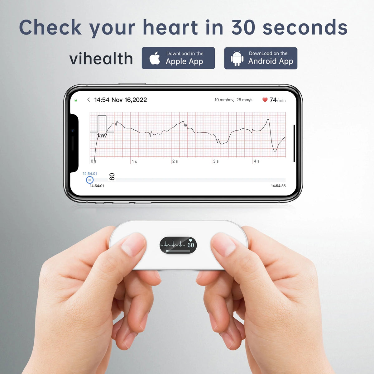 Handheld Bluetooth ECG Monitor with Screen Display J490707