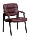 Burgundy Leather Executive Side Reception Chair with Black Frame D8208