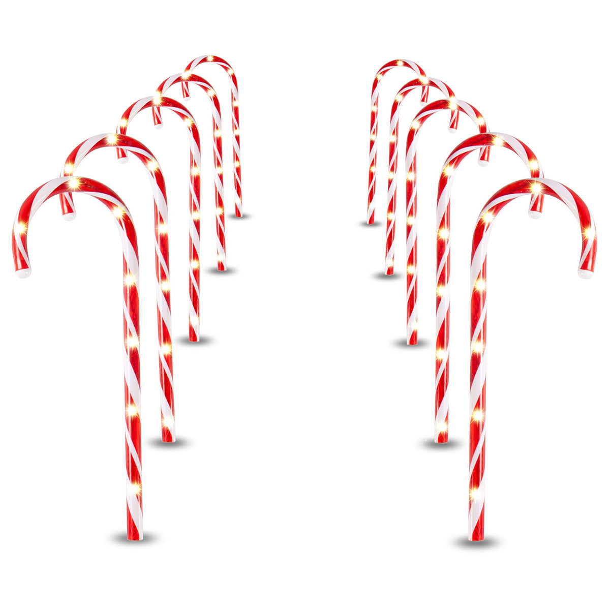 17x22 Christmas Candy Cane Pathway Markers, Set of 12, 72 Warm White Lights S213