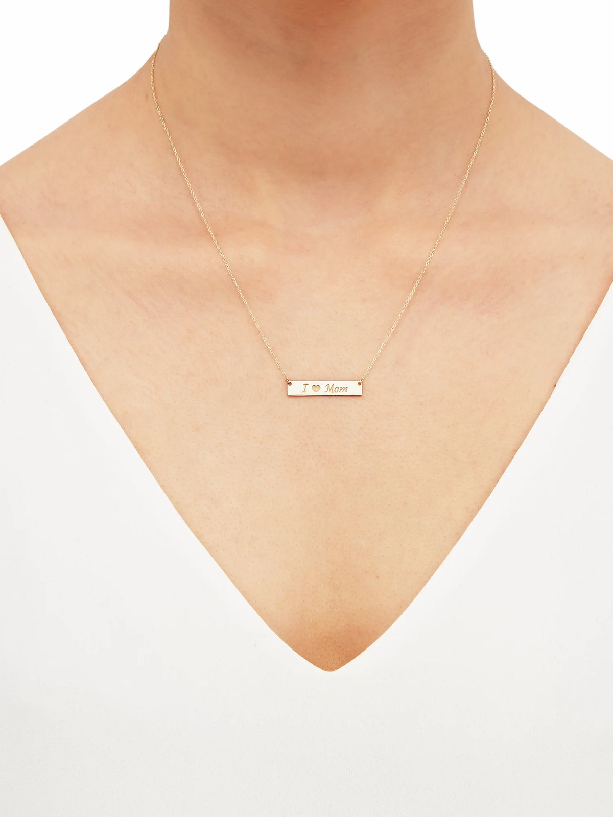 10K Yellow Gold Bar Plaque Necklace, 18" M782225