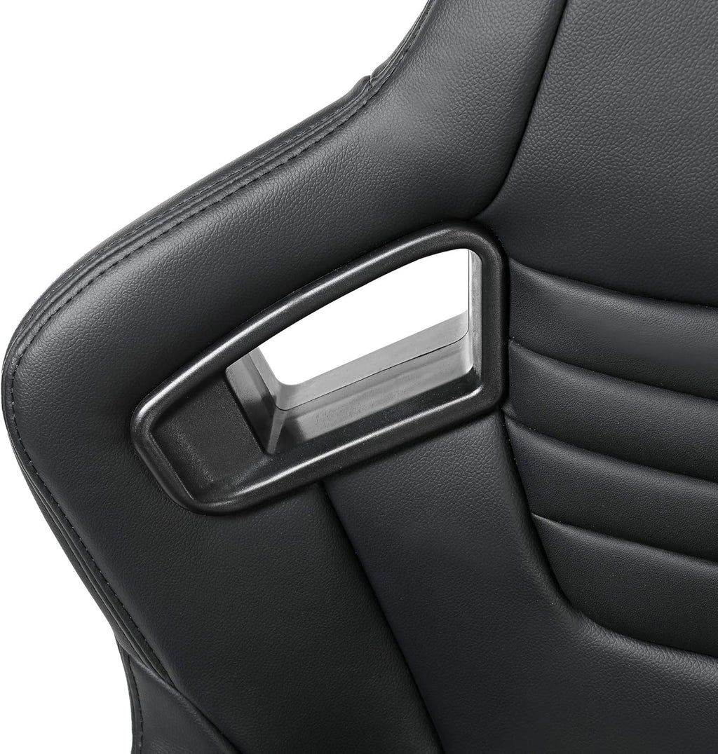 Pair of PVC Leather Racing Bucket Seats with Dual Sliders, Black F416