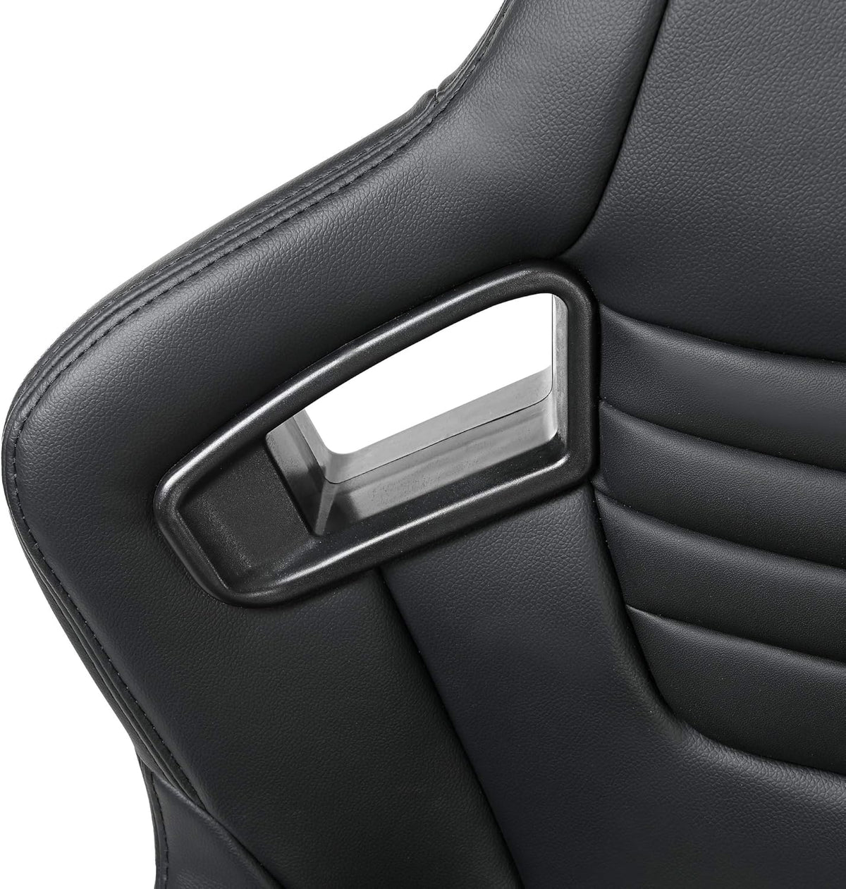 Pair of PVC Leather Racing Bucket Seats with Dual Sliders, Black F416