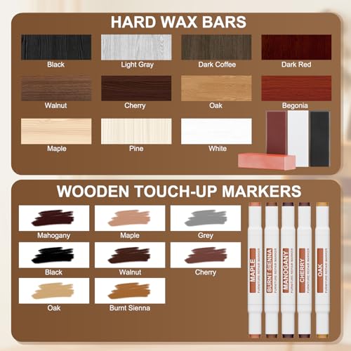 Blue Laminate Wood Floor Repair Kit with Wax Melting Tool, Hard Wax Filler, Marker Pen A4826