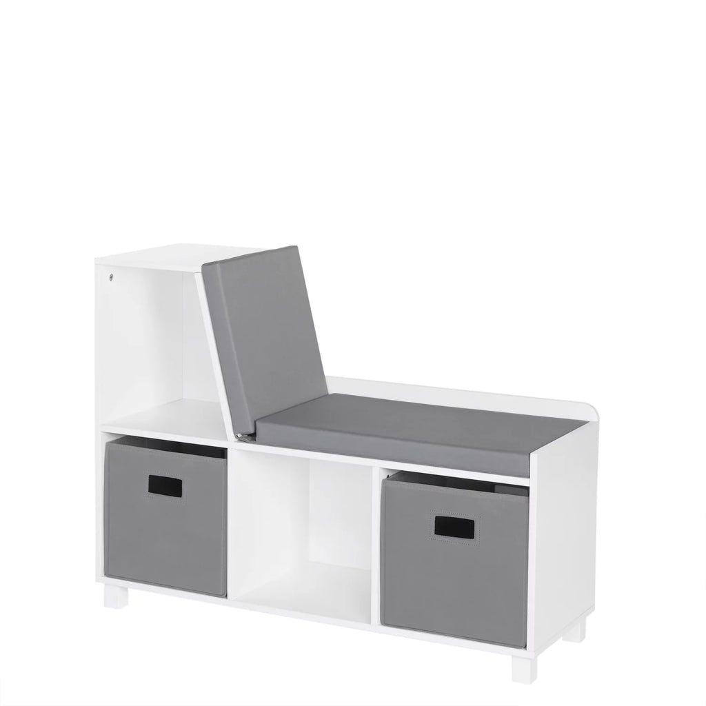 Gray Kids Storage Bench with Cubbies and 2pc Bin P619
