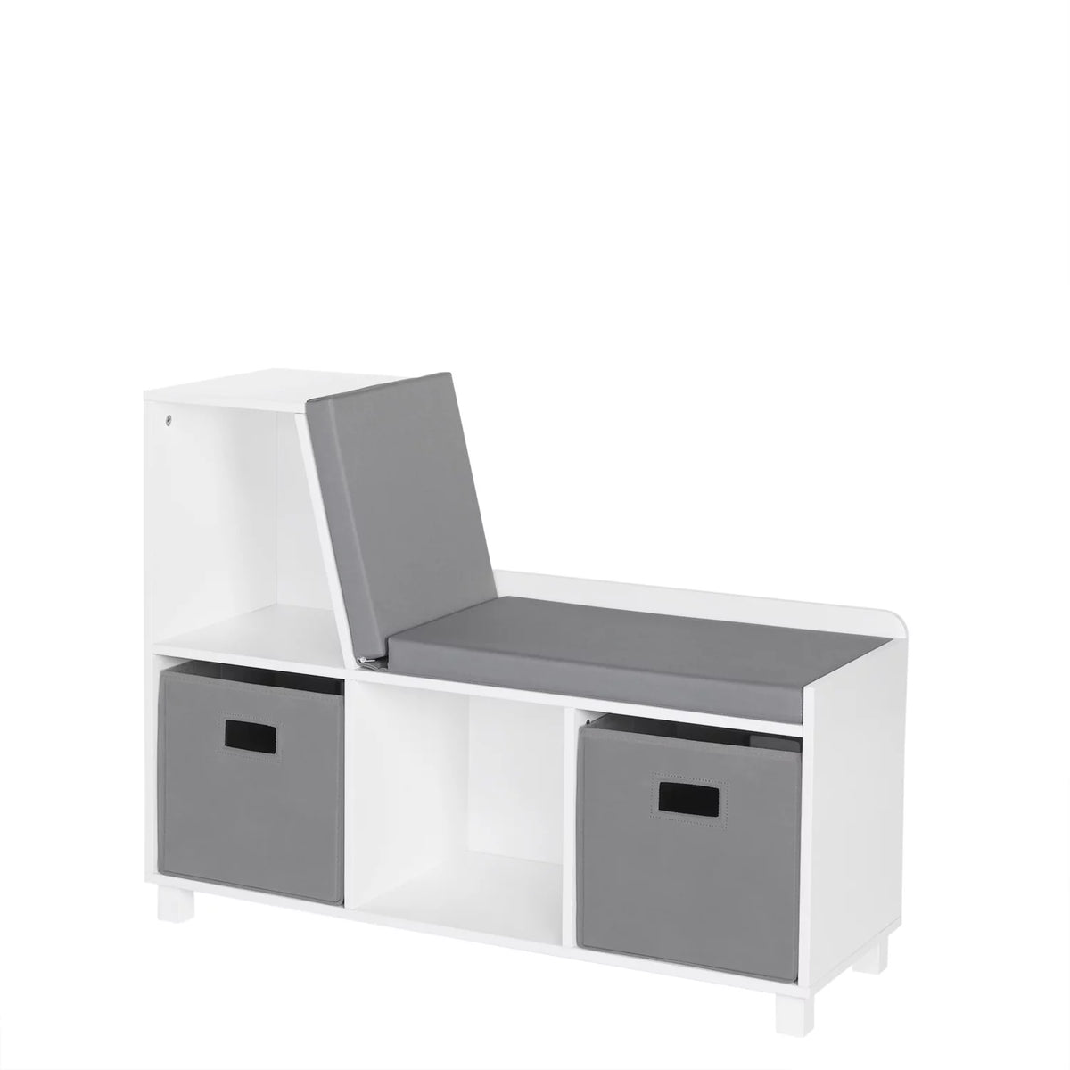 Gray Kids Storage Bench with Cubbies and 2pc Bin P619