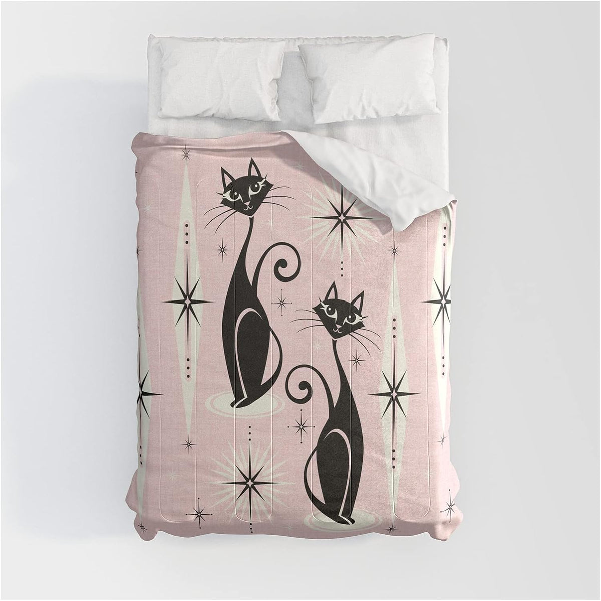 Mid Century Meow Retro Atomic Cats Synthetic Comforters R75638