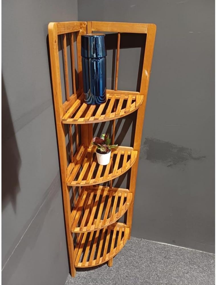 4-Tier Open Wooden Corner Shelf, 11" W x 43" H x 11" D H53665