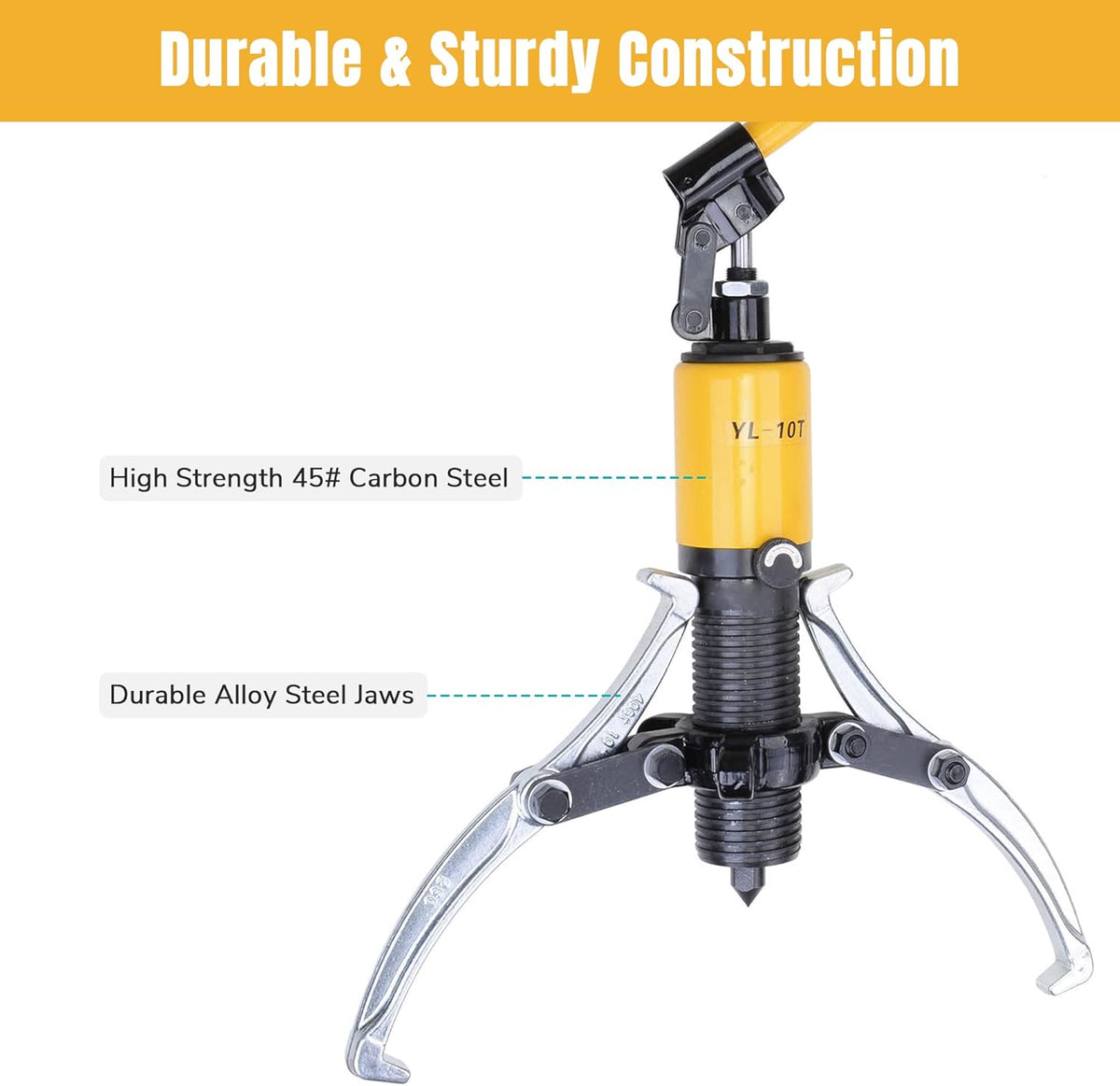 3-Jaw Hydraulic Gear Puller Set 10 Ton with Case H638890