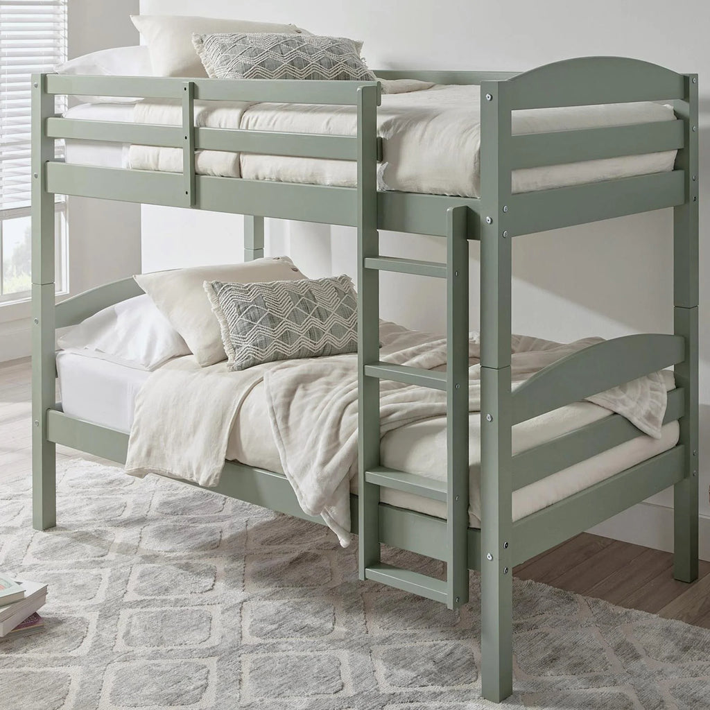 White Solid Wood Twin-over-Twin Convertible Bunk Bed P589