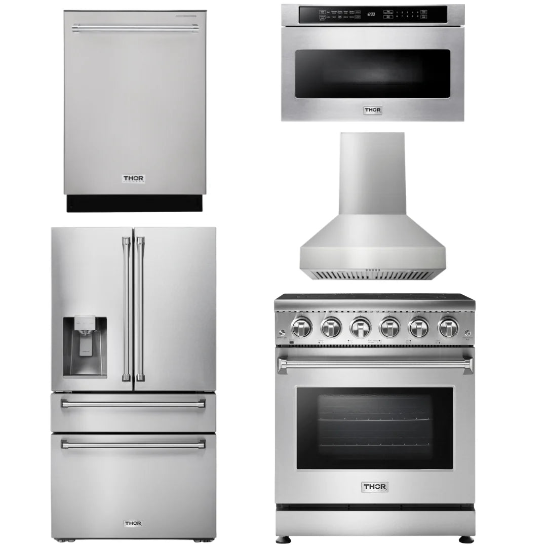 30 Electric Range, Range Hood, Microwave, Refrigerator with Water and Ice Dispenser, Dishwasher M205636