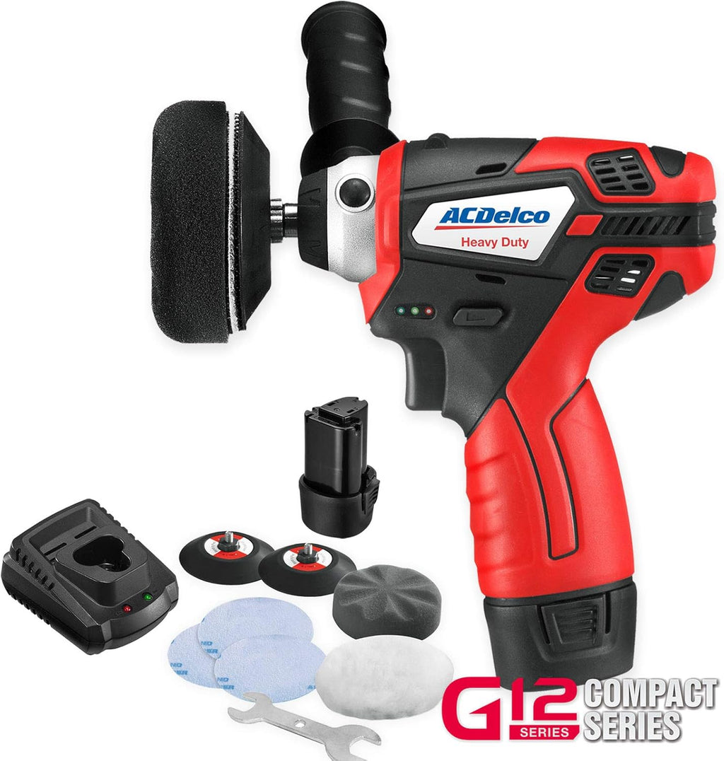 12V Cordless 3" Mini Polisher Tool Set with 2 Li-ion Batteries, Charger, and Accessory Kit I119