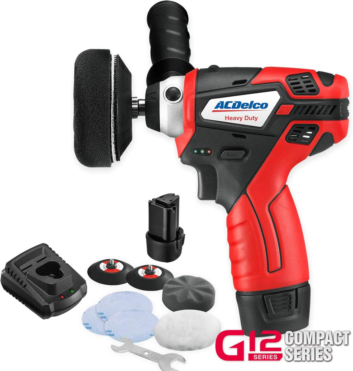12V Cordless 3" Mini Polisher Tool Set with 2 Li-ion Batteries, Charger, and Accessory Kit I119