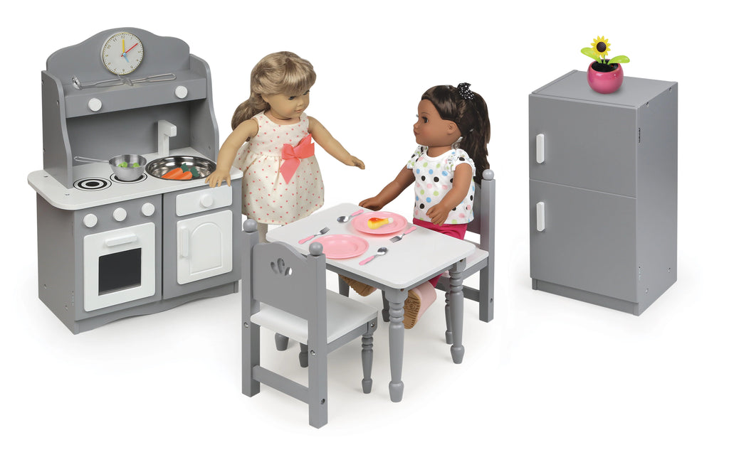 18 inch Doll Kitchen Furniture Set - Gray/White X63805