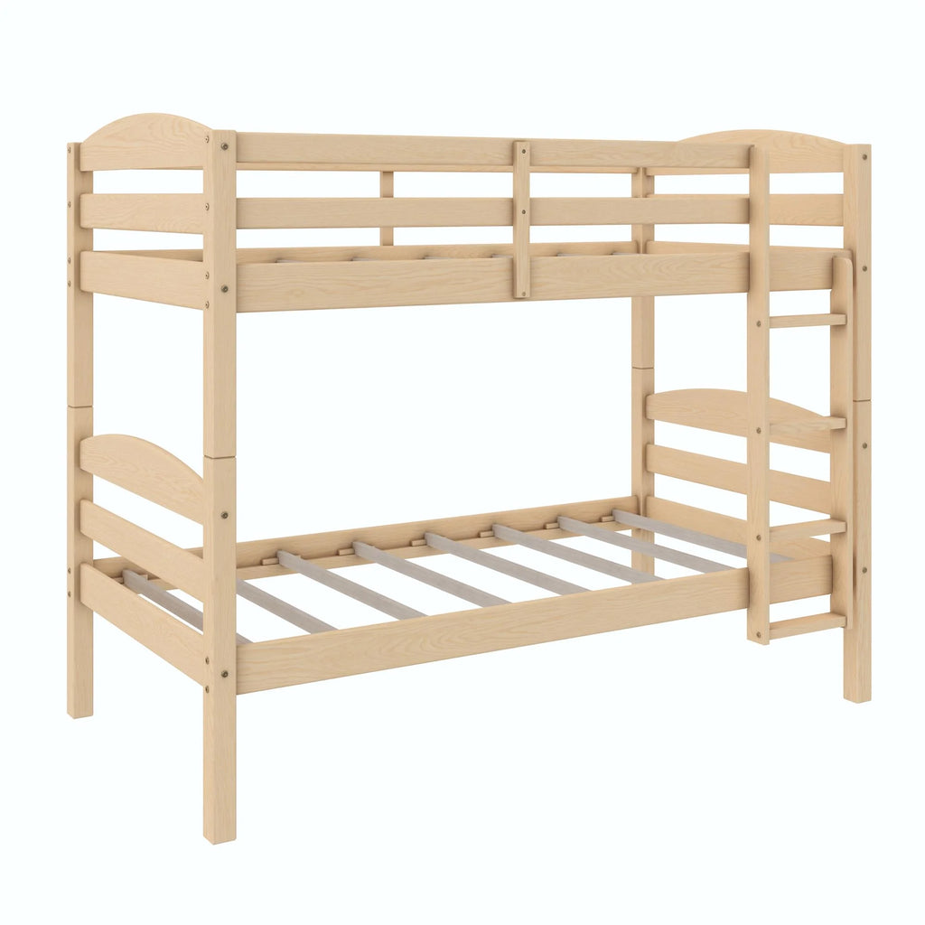 White Solid Wood Twin-over-Twin Convertible Bunk Bed P589