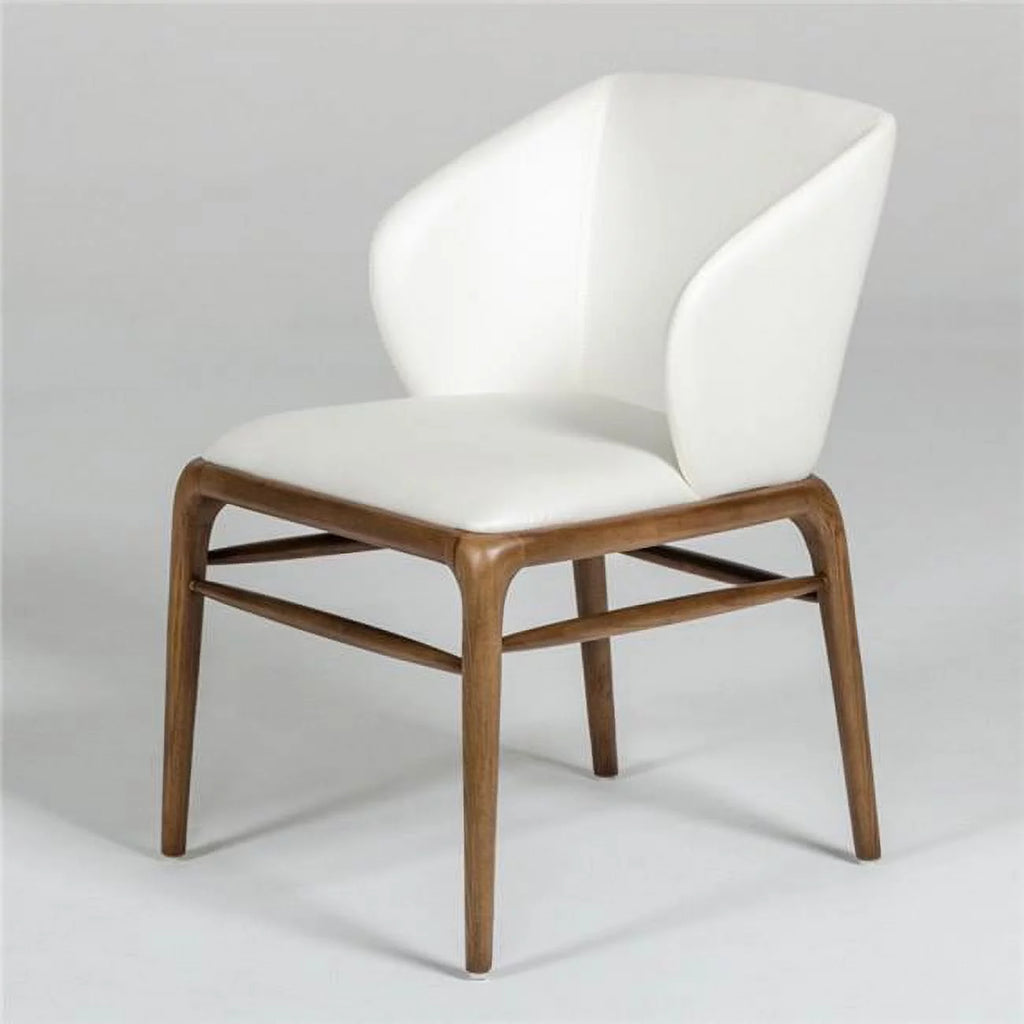 White and Brown Leatherette Upholstered Chair with Wooden Legs Z35595