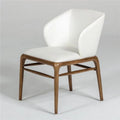 White and Brown Leatherette Upholstered Chair with Wooden Legs Z35595