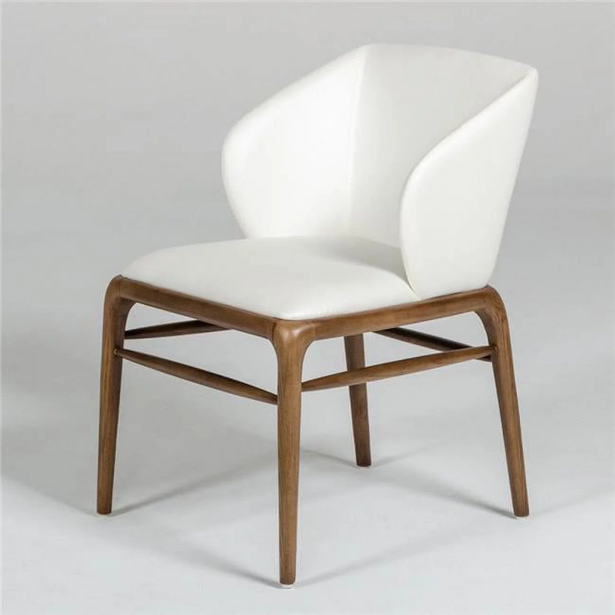 White and Brown Leatherette Upholstered Chair with Wooden Legs Z35595